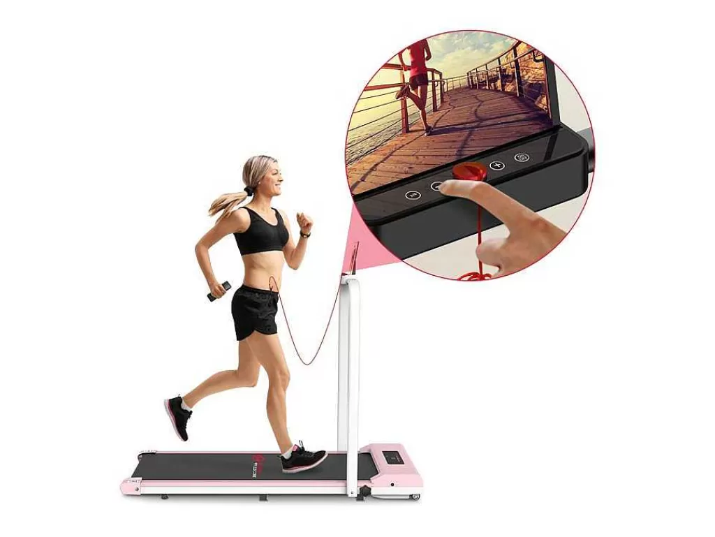 Fitness*Vente-unique 2 Em 1 Esteira Dobravel Elétrica Com Quadro Reforcado Com Tela Lcd Para O Escritório Em Casa