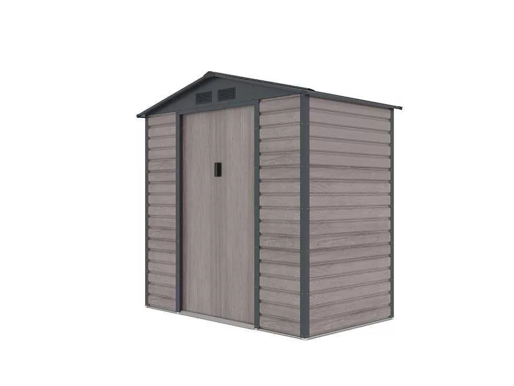 Abrigos De Jardim*EXPERTLAND Abrigo De Jardim Metal Aco Galvanizado Efeito Madeira Cinza 2,79 M - Adelmo