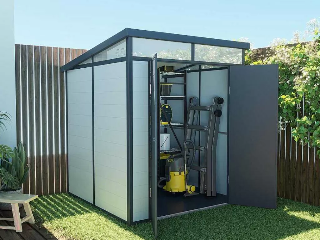 Abrigos De Jardim*EXPERTLAND Abrigo De Jardim Resina Cinza 3,65 M Com Soalho - Minaro