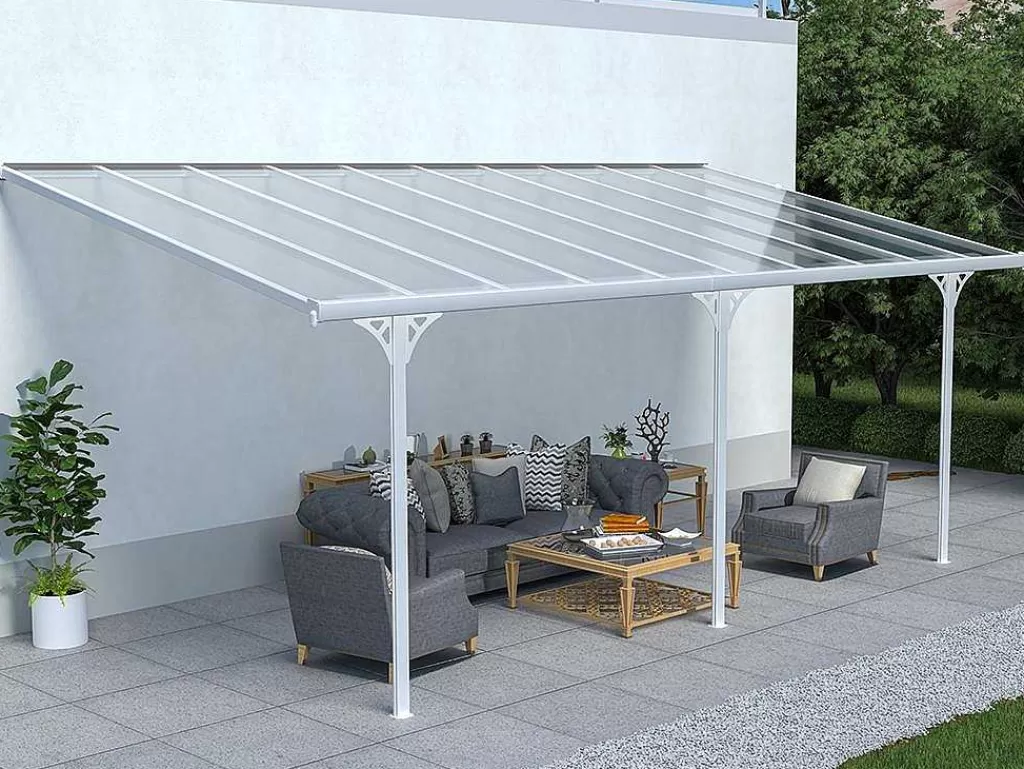 Pérgola, Coreto, Quiosque*EXPERTLAND Abrigo Para Carro De Parede Em Aluminio 18,8 M Branco Alvaro