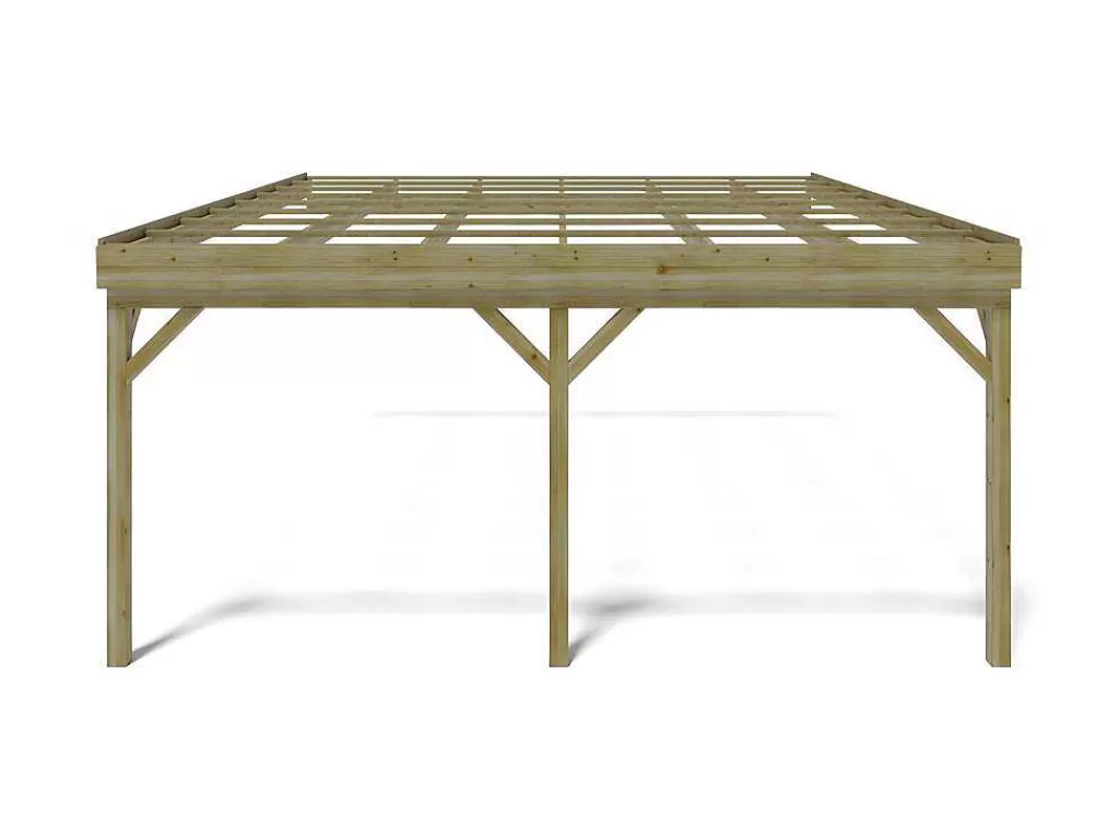 Pérgola, Coreto, Quiosque*EXPERTLAND Abrigo Para Carro Duplo Adossado Em Madeira Tratada, 2 Viaturas, 29,3 M Da - Artemida