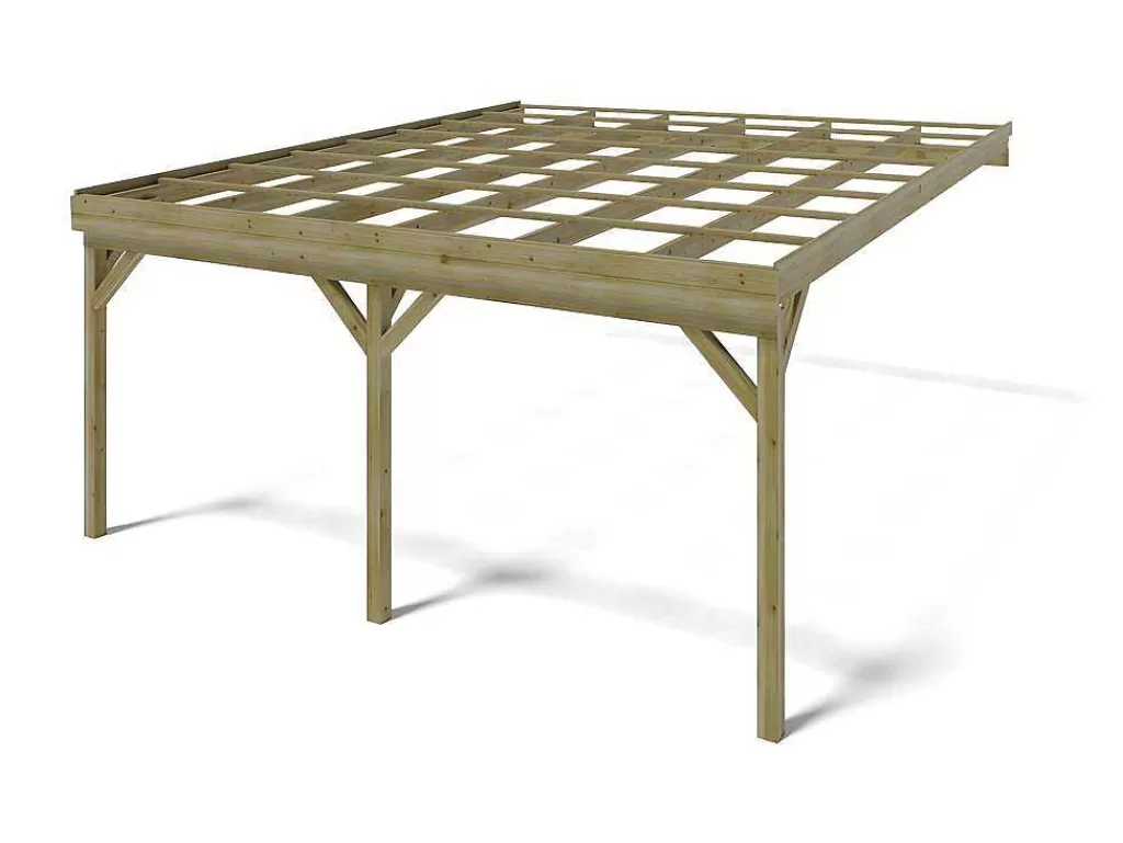 Pérgola, Coreto, Quiosque*EXPERTLAND Abrigo Para Carro Duplo Adossado Em Madeira Tratada, 2 Viaturas, 29,3 M Da - Artemida