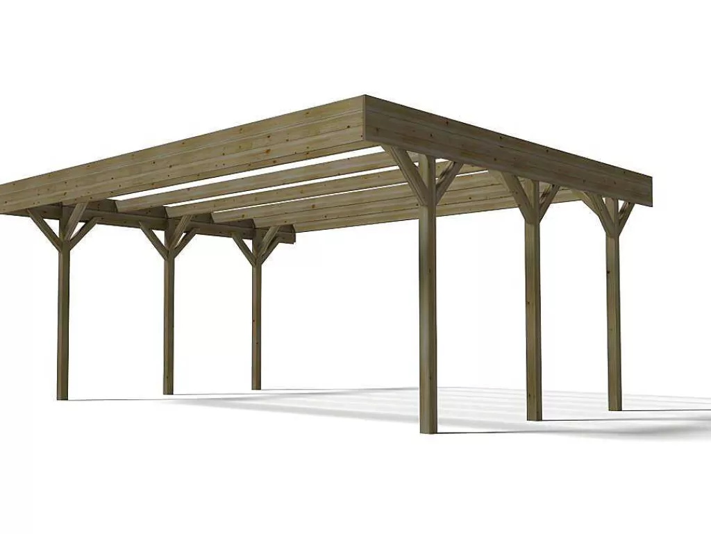 Pérgola, Coreto, Quiosque*EXPERTLAND Abrigo Para Carro Duplo Autoportante Em Madeira Tratada, Para 2 Viaturas, 30 M - Ariane