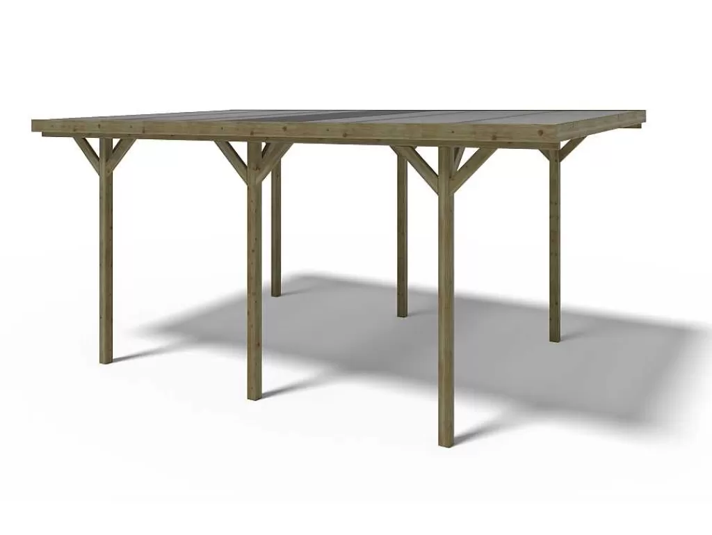 Pérgola, Coreto, Quiosque*EXPERTLAND Abrigo Para Carro Individual Autoportante Em Madeira Tratada Com Teto Em Pvc 1 Viatura 15 M - Ouranos