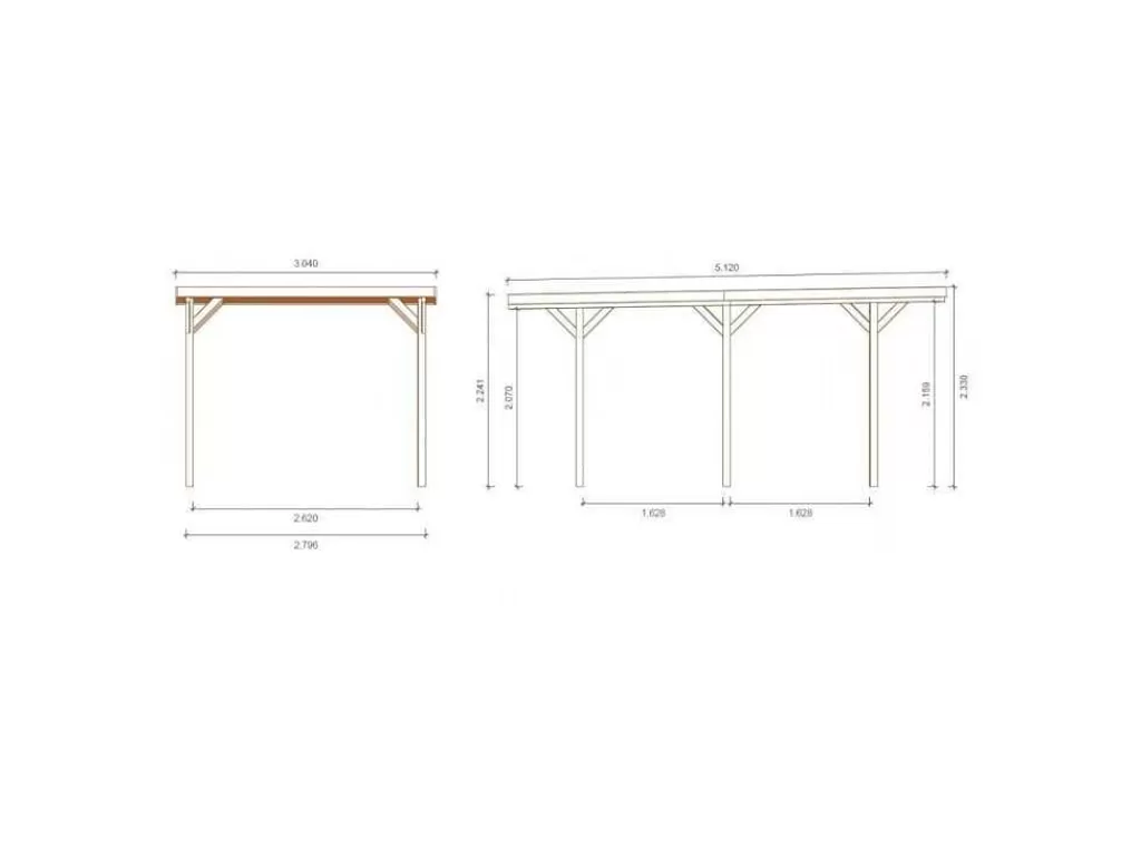 Pérgola, Coreto, Quiosque*EXPERTLAND Abrigo Para Carro Individual Autoportante Em Madeira Tratada Com Teto Em Pvc 1 Viatura 15 M - Ouranos