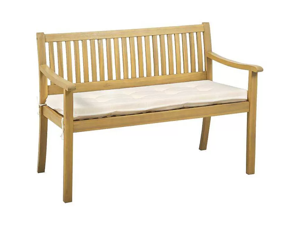 Conjunto Relax De Jardim*Happy Garden Acacia Bench Similan - Almofadas De Creme