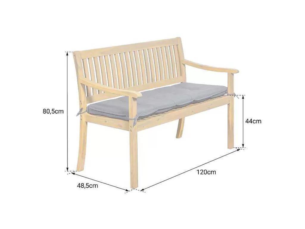 Conjunto Relax De Jardim*Happy Garden Acacia Bench Similan - Almofadas De Creme