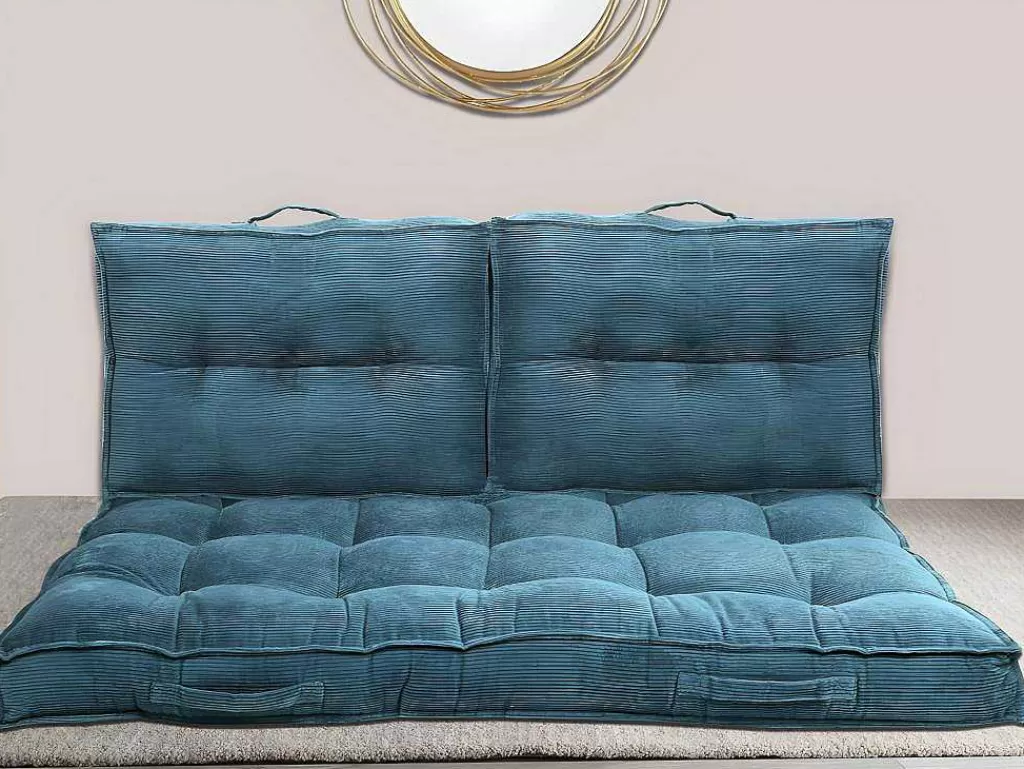 Têxtil De Casa*OZAIA Almofada Para Paletes 120 X 80 X 10 Cm Veludo Canelado Azul - Baila