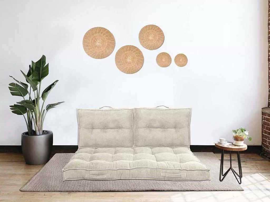 Têxtil De Casa*OZAIA Almofada Para Paletes Em Veludo Canelado C120 X L80 Cm Bege - Baila
