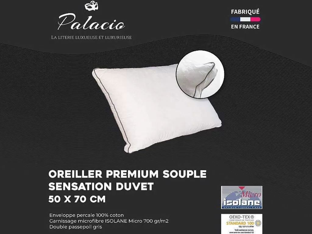 Almofada*Palacio Almofada Sensacao Penas Em Percal De Algodao 91 Fios/Cm 50 X 70 Cm 700 G Branco - Auxence