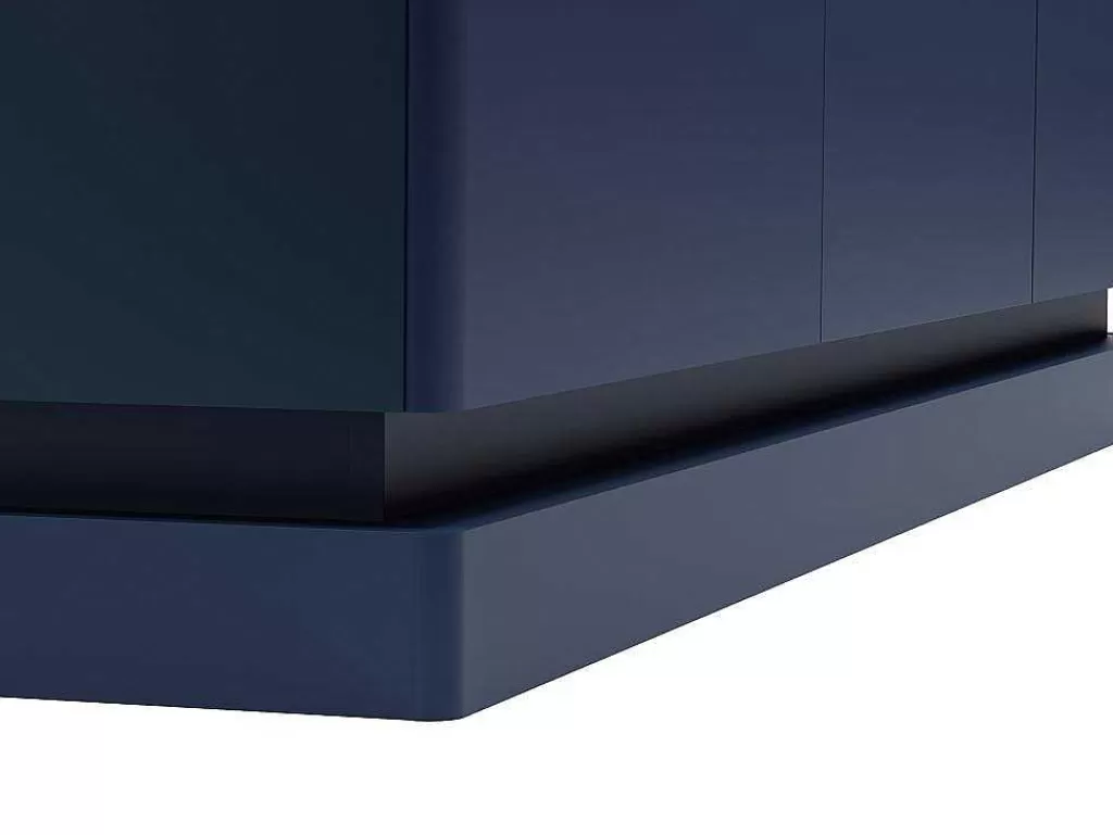 Aparador*PASCAL MORABITO Aparador 3 Portas Com Leds Em Mdf Azul E Efeito Marmore Branco - Devika De