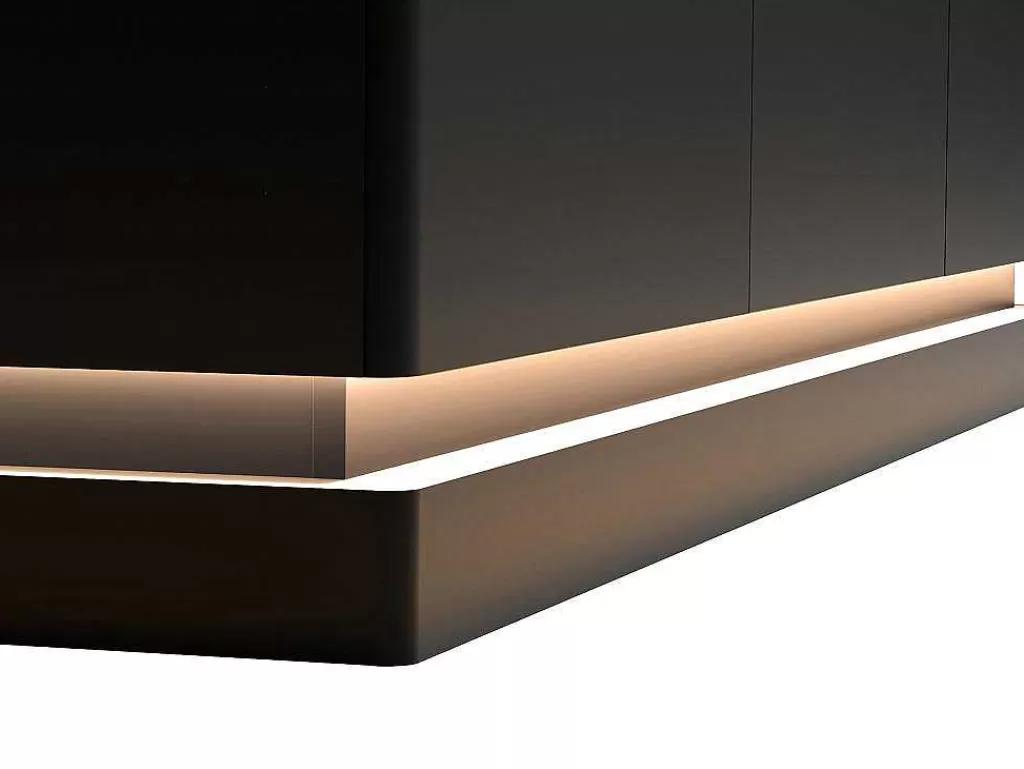 Aparador*PASCAL MORABITO Aparador 3 Portas Com Leds Em Mdf Preto E Efeito Marmore Branco - Devika De