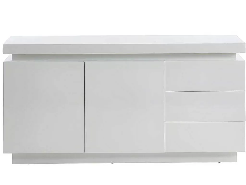 Aparador*Vente-unique Aparador Com 2 Portas E 3 Gavetas - Leds - Mdf Lacado A Branco - Emerson Ii