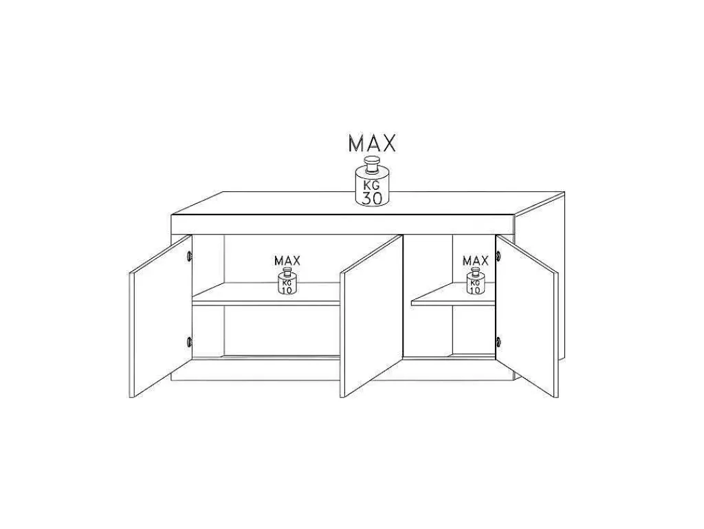 Aparador*Vente-unique Aparador Com 3 Portas Disponivel Em Branco Lacado - Comete