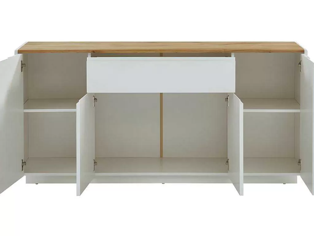 Aparador*Vente-unique Aparador Com 4 Portas E 1 Gaveta Disponivel Em Branco E Carvalho - Mdf Lacado A Branco - Amani