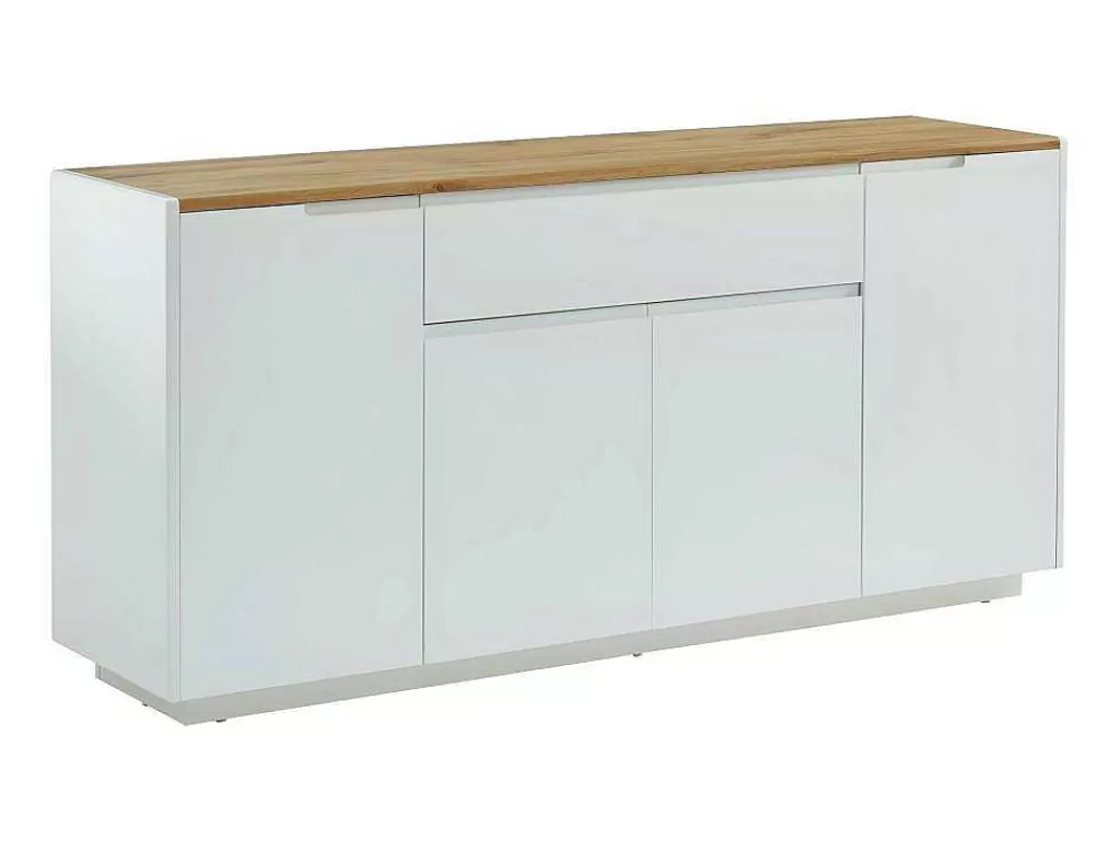 Aparador*Vente-unique Aparador Com 4 Portas E 1 Gaveta Disponivel Em Branco E Carvalho - Mdf Lacado A Branco - Amani