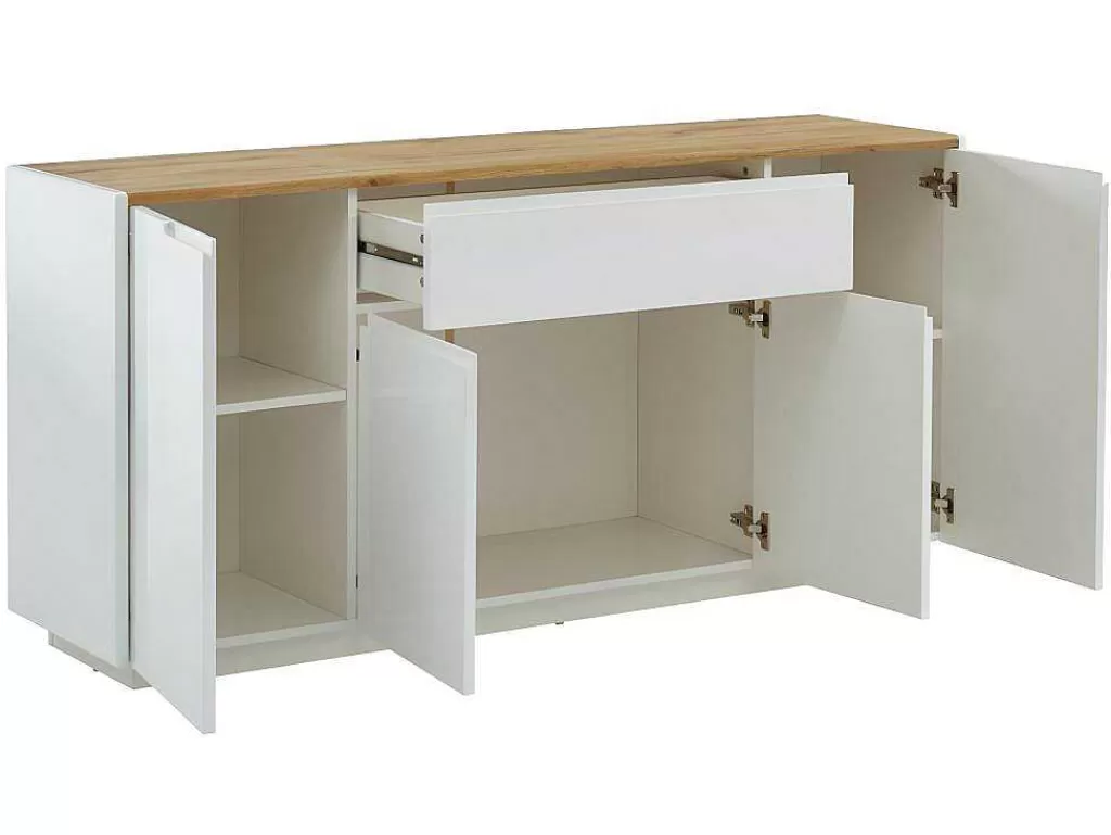 Aparador*Vente-unique Aparador Com 4 Portas E 1 Gaveta Disponivel Em Branco E Carvalho - Mdf Lacado A Branco - Amani