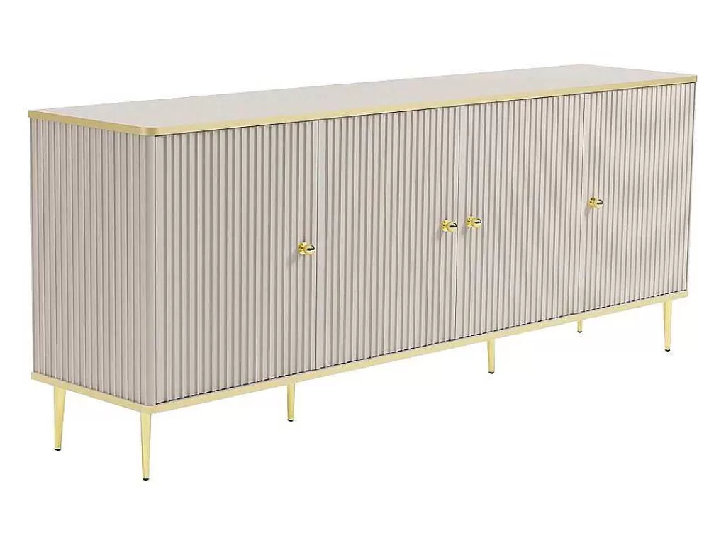 Aparador*PASCAL MORABITO Aparador Com 4 Portas Em Mdf E Aco Bege E Dourado - Sinead De