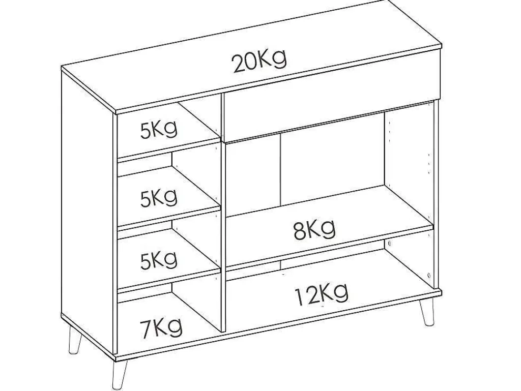 Móvel De Cozinha*Vente-unique Aparador De Cozinha Com 2 Portas, 1 Gaveta E 4 Nichos Cor Branco E Carvalho - Wajdi