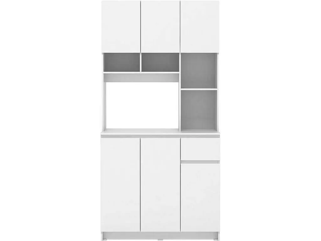 Móvel De Cozinha*Vente-unique Aparador De Cozinha Com 6 Portas, 1 Gaveta E 5 Nichos, Branco - Nizali