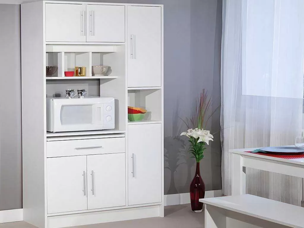 Móvel De Cozinha*Vente-unique Aparador De Cozinha Mady - 5 Portas & 1 Gaveta - Branco