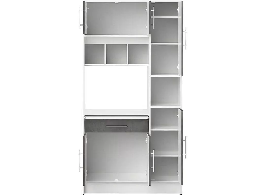 Móvel De Cozinha*Vente-unique Aparador De Cozinha Mady - 5 Portas & 1 Gaveta - Cores: Branco E Betao