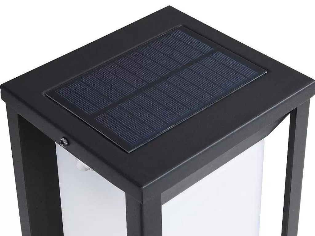 Iluminação De Exterior*SOLARGEO Aplique De Exterior Com Painel Solar E Leds C15 X A30 Cm Metal Preto - Fozzano