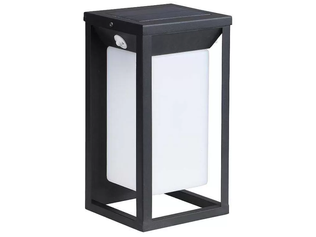 Iluminação De Exterior*SOLARGEO Aplique De Exterior Com Painel Solar E Leds C15 X A30 Cm Metal Preto - Fozzano