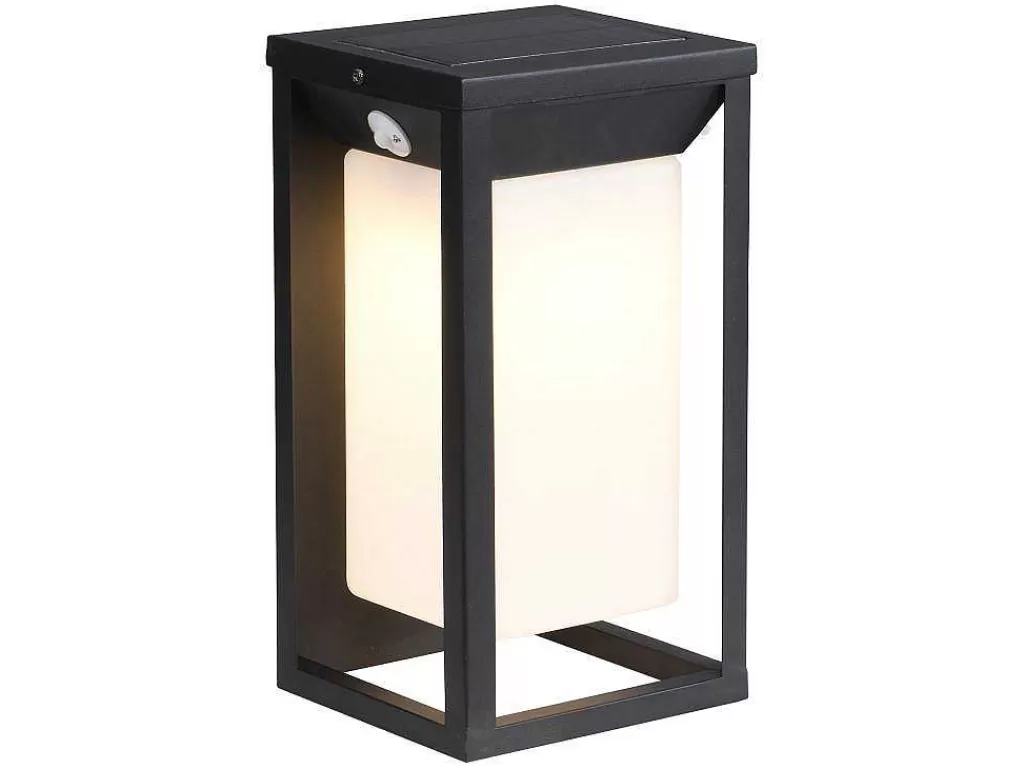 Iluminação De Exterior*SOLARGEO Aplique De Exterior Com Painel Solar E Leds C15 X A30 Cm Metal Preto - Fozzano