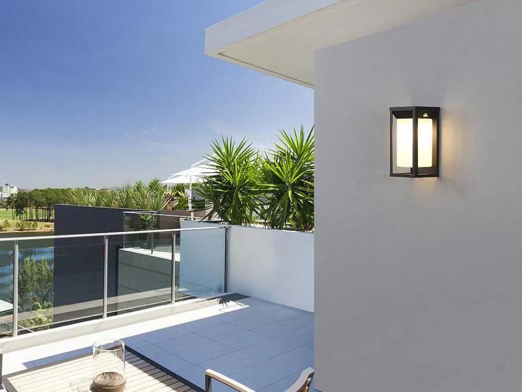 Iluminação De Exterior*SOLARGEO Aplique De Exterior Com Painel Solar E Leds C15 X A30 Cm Metal Preto - Fozzano