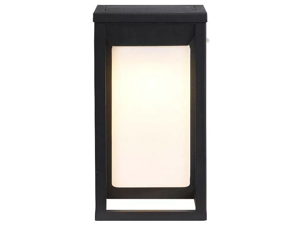 Iluminação De Exterior*SOLARGEO Aplique De Exterior Com Painel Solar E Leds C15 X A30 Cm Metal Preto - Fozzano