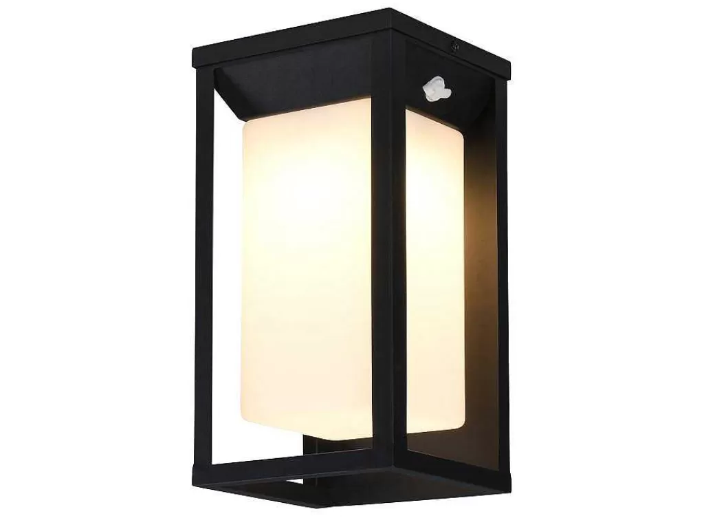 Iluminação De Exterior*SOLARGEO Aplique De Exterior Com Painel Solar E Leds C15 X A30 Cm Metal Preto - Fozzano