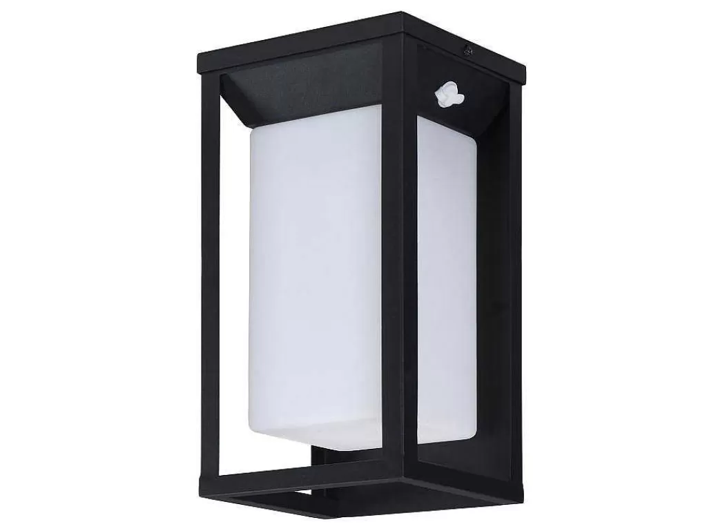 Iluminação De Exterior*SOLARGEO Aplique De Exterior Com Painel Solar E Leds C15 X A30 Cm Metal Preto - Fozzano