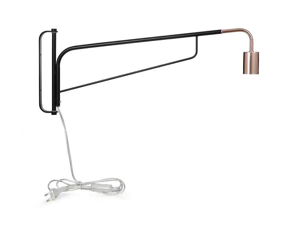 Candeeiro De Parede*OZAIA Aplique De Parede Móvel Em Metal Curvo C65 X L10 X A25 Cm Preto E Acobreado - Colwood