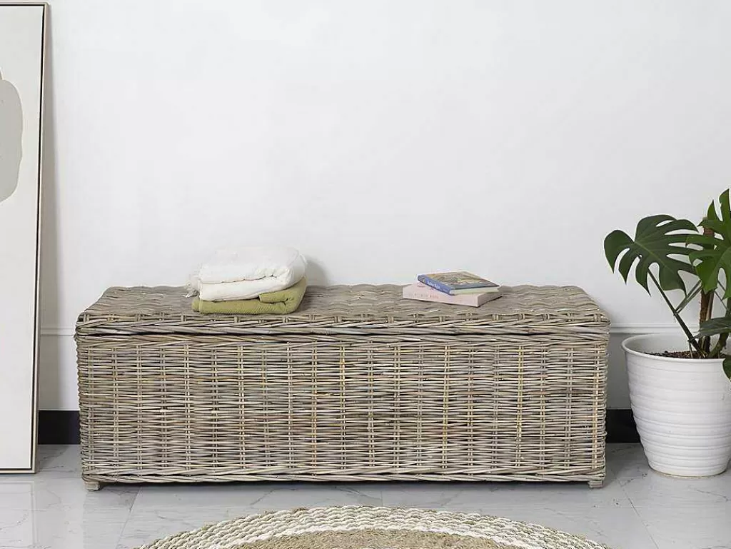 Acessórios De Arrumação*OZAIA Arca De Arrumação Em Kubu De C130 X L45 X A44 Cm Cor Cinza Natural - Gao