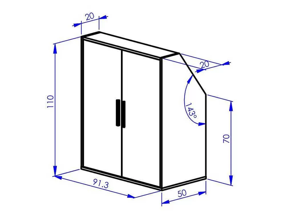 Arrumação E Acessórios De Quarto*Vente-unique Armário Com Inclinacao 2 Portas Branco - Adezio