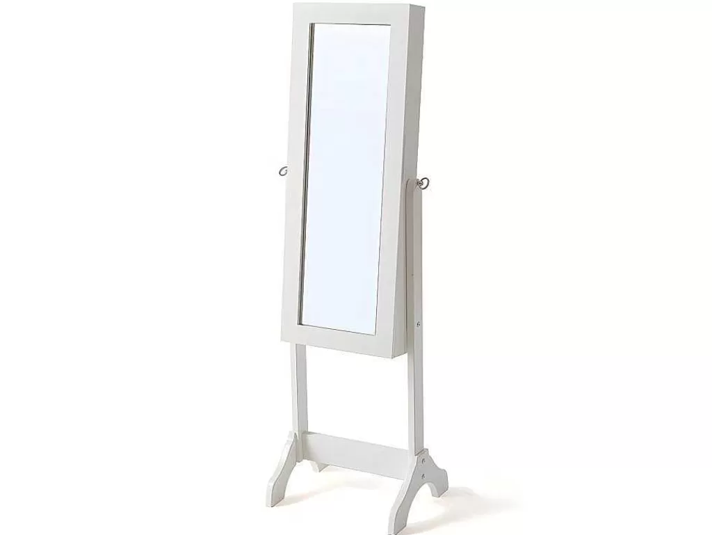 Espelhos*OZAIA Armário De Joias Espelho Psiche Berenice - Mdf E Madeira De Pinho - 120X39X30 Cm - Branco