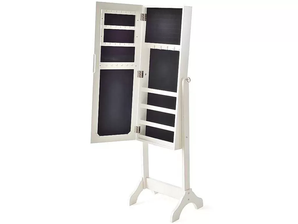 Espelhos*OZAIA Armário De Joias Espelho Psiche Berenice - Mdf E Madeira De Pinho - 120X39X30 Cm - Branco