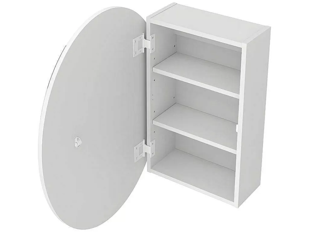 Móvel De Parede Para Casa De Banho*Vente-unique Armário De Parede Oval Para Casa De Banho Com Espelho Cor Branco - Ruri
