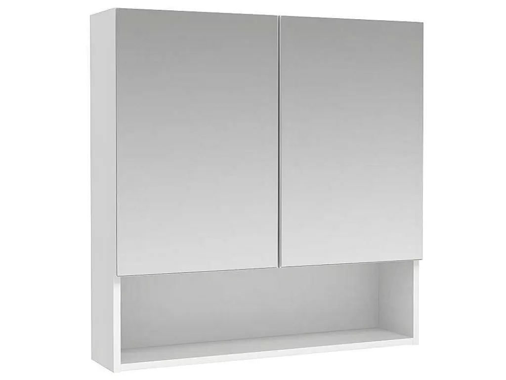 Móvel De Parede Para Casa De Banho*Vente-unique Armário De Parede Para Casa De Banho Com Espelho E Nicho Cor Branco - Zumpa