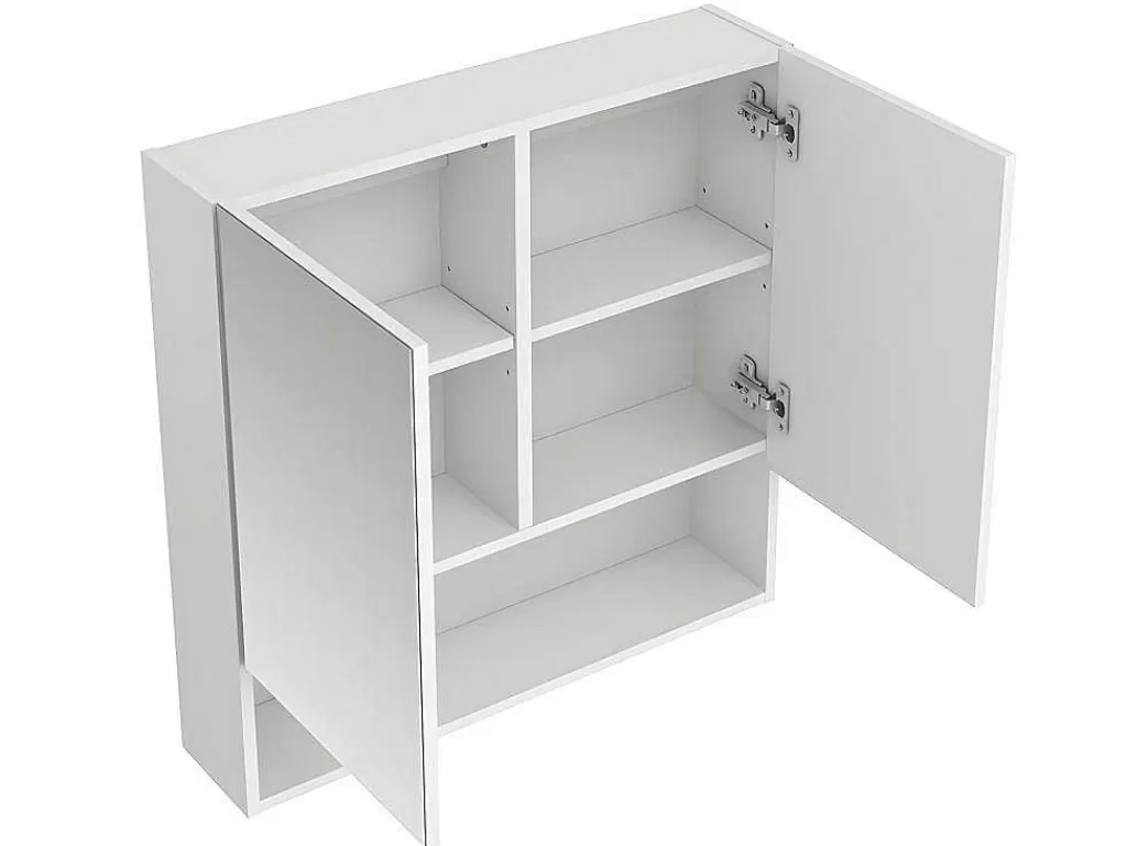 Móvel De Parede Para Casa De Banho*Vente-unique Armário De Parede Para Casa De Banho Com Espelho E Nicho Cor Branco - Zumpa