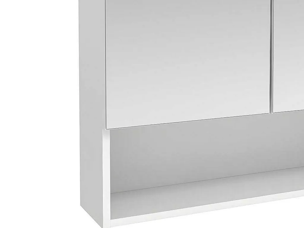 Móvel De Parede Para Casa De Banho*Vente-unique Armário De Parede Para Casa De Banho Com Espelho E Nicho Cor Branco - Zumpa