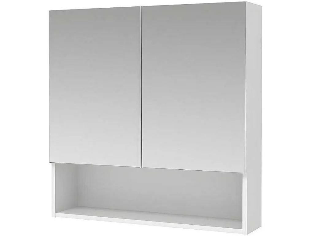 Móvel De Parede Para Casa De Banho*Vente-unique Armário De Parede Para Casa De Banho Com Espelho E Nicho Cor Branco - Zumpa