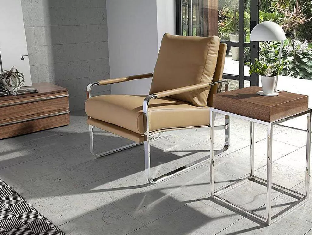 Promoções Sofás & Poltronas*Angel Cerda Bancos De Poltrona Estofados Em Couro Ecologico Com Estrutura De Aco Inoxidavel Cromado. 5046