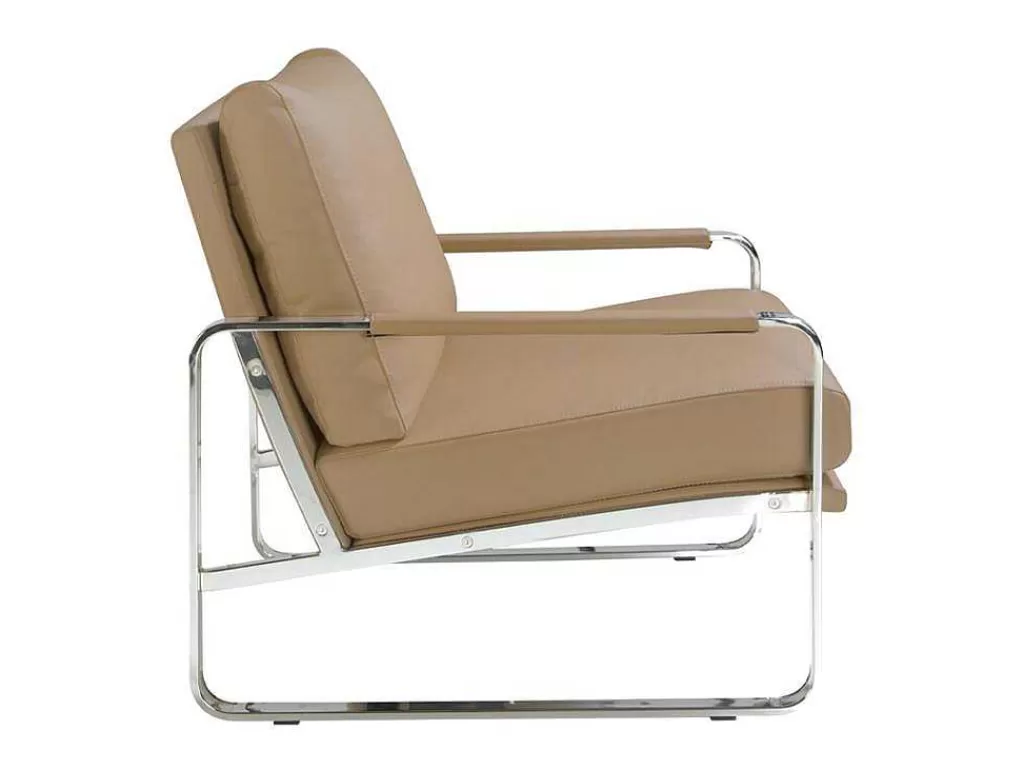 Promoções Sofás & Poltronas*Angel Cerda Bancos De Poltrona Estofados Em Couro Ecologico Com Estrutura De Aco Inoxidavel Cromado. 5046