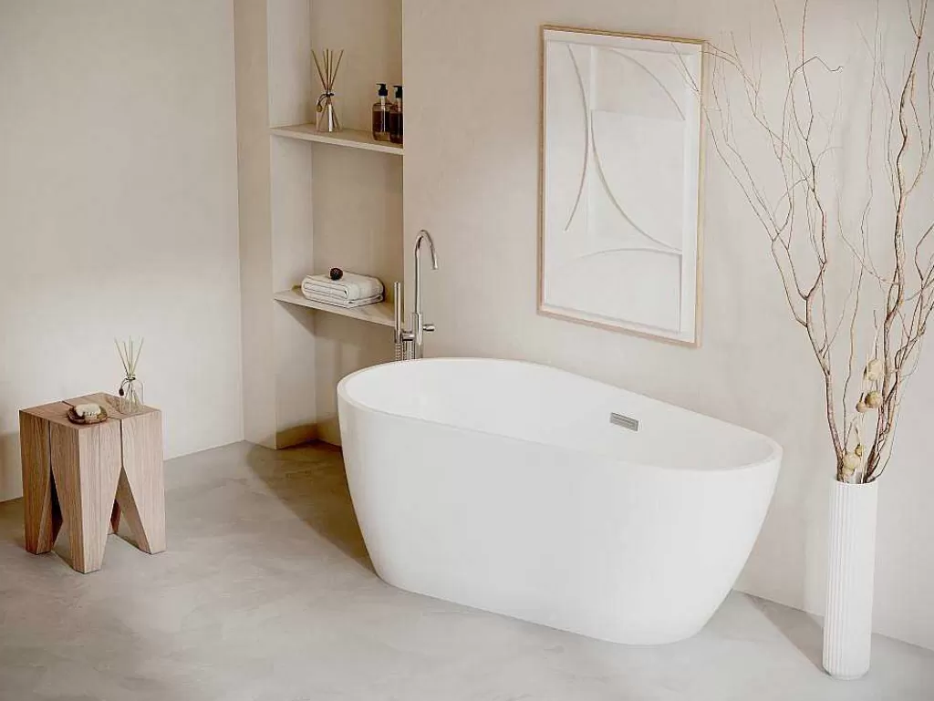 Banheira De Pousar*Vente-unique Banheira Clássica Assimetrica De 240 L Dimensoes 160 X 80 X 59 Cm Cor Branco Em Acrilico - Lepine