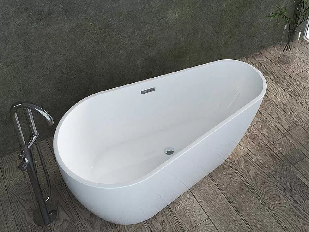 Banheira De Pousar*Vente-unique Banheira Clássica Assimetrica De 240 L Dimensoes 160 X 80 X 59 Cm Cor Branco Em Acrilico - Lepine