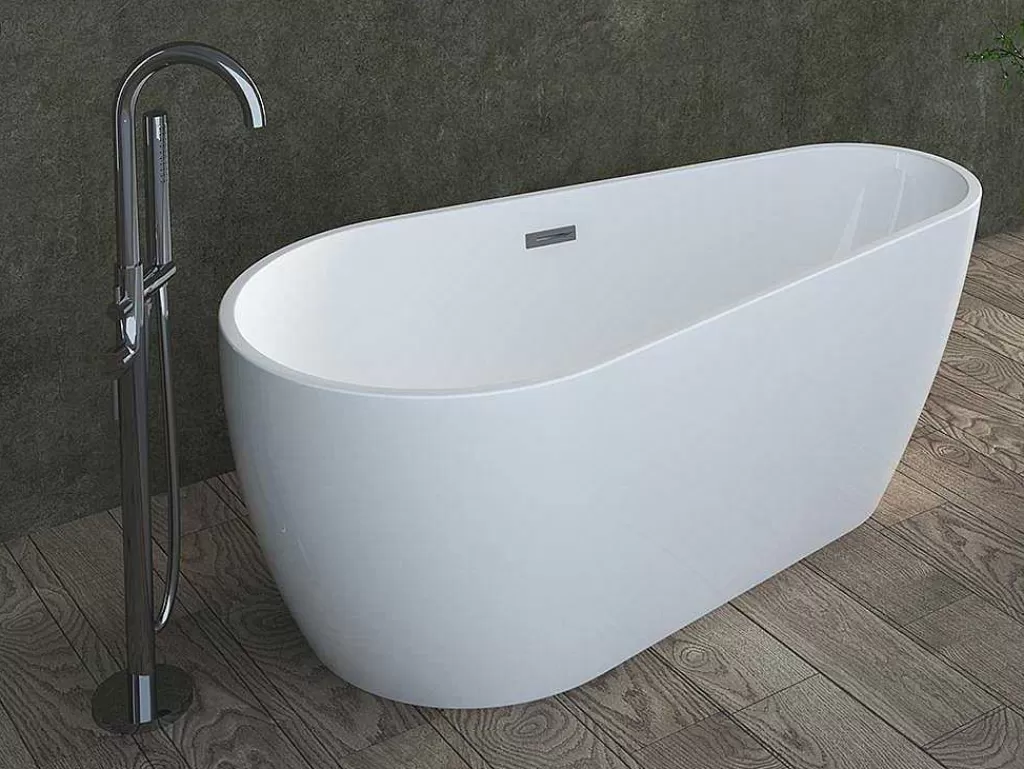 Banheira De Pousar*Vente-unique Banheira Clássica Assimetrica De 240 L Dimensoes 160 X 80 X 59 Cm Cor Branco Em Acrilico - Lepine