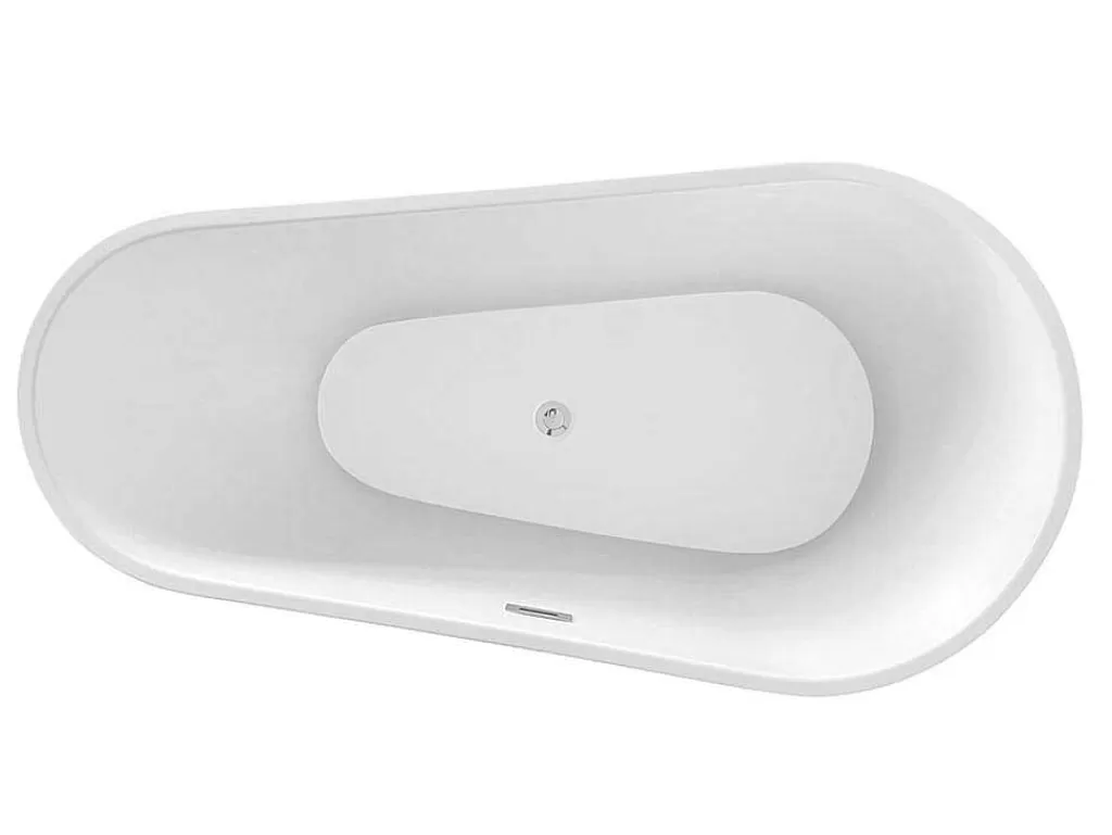 Banheira De Pousar*Vente-unique Banheira Clássica Assimetrica De 240 L Dimensoes 160 X 80 X 59 Cm Cor Branco Em Acrilico - Lepine