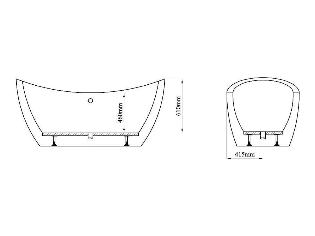 Banheira De Pousar*Shower & Design Banheira Clássica Design Alda - 1 Péssoa - 83X170X77Cm - 180 L